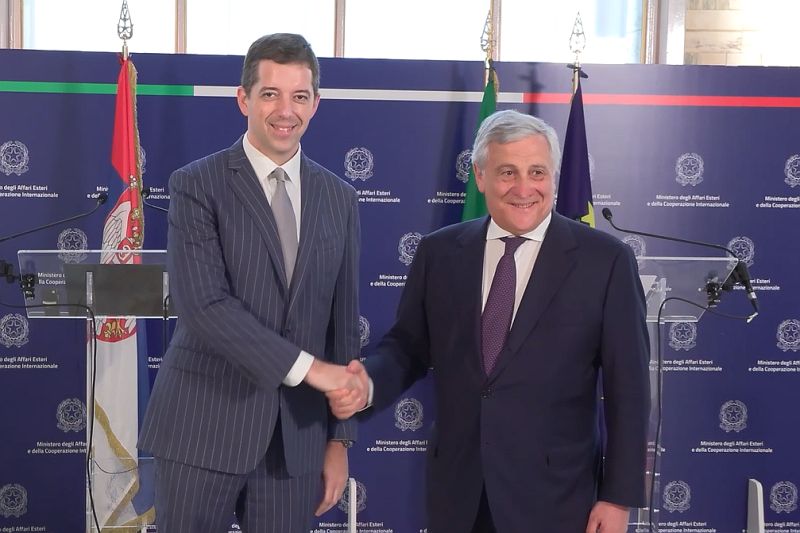 Marko Đurić, left, and Antonio Tajani