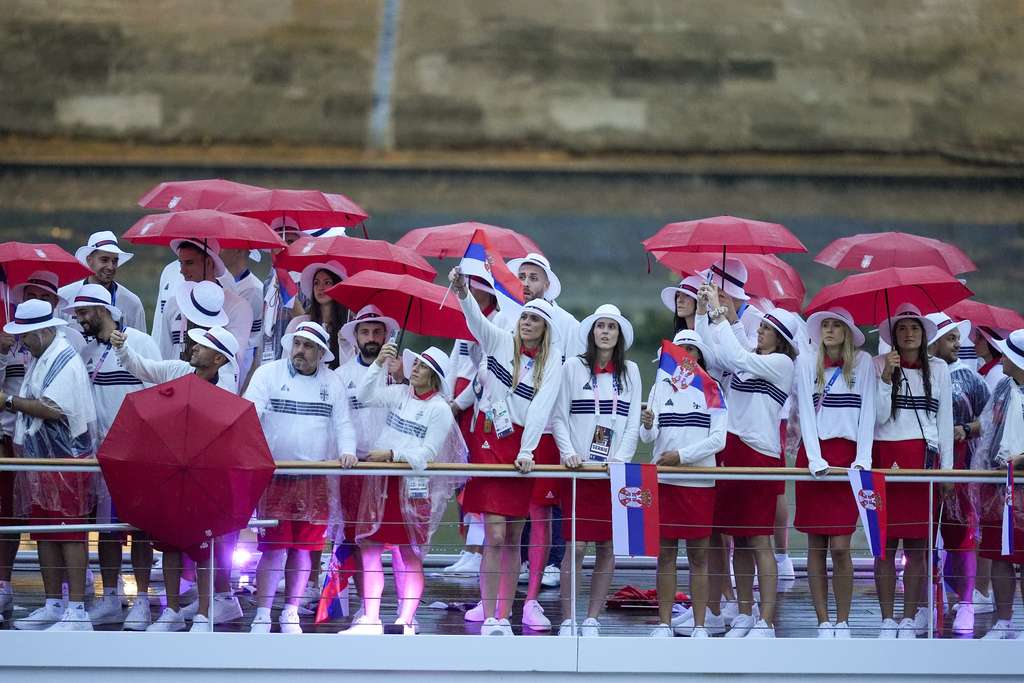 Serbian Olympic team at opening ceremony of Olympic Games in Paris