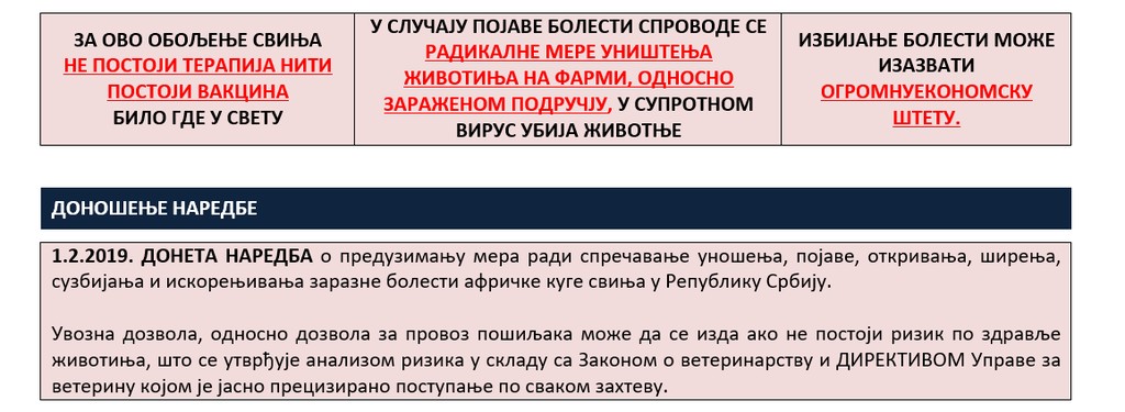 Предузете мере за спречавање ширења афричке куге свиња у Србији